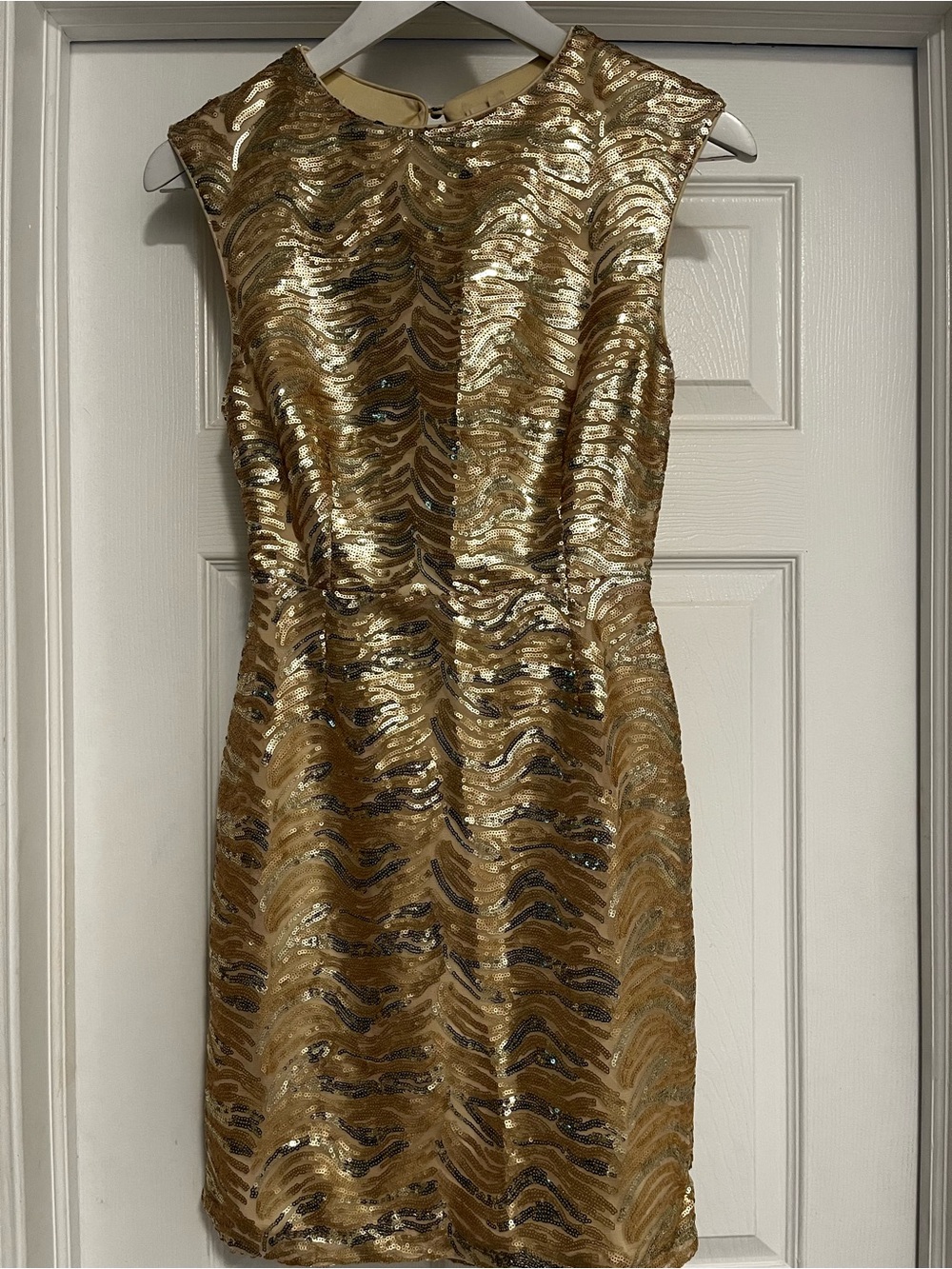 Gold Sequin Mini Dress - Sleeveless Party Sheath
